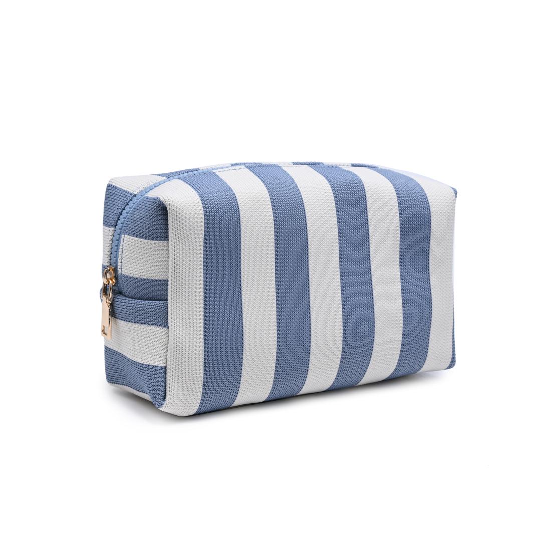 Urban Essentials Essential Stripe Cosmetic & Travel Organizer Pouch 840504215889 View 2 | Blue Ivory