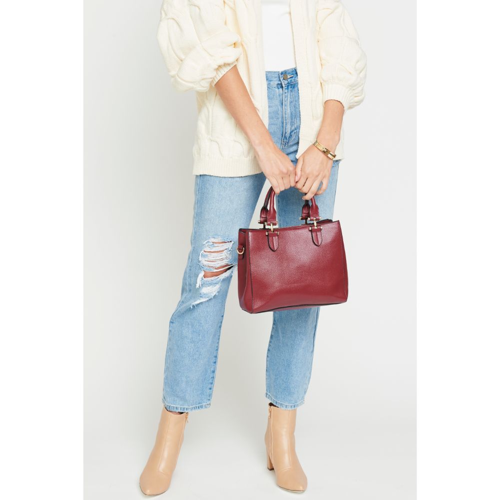 Woman wearing Burgundy Urban Expressions Nottingham Crossbody NA-840611153470 View 1 | Burgundy