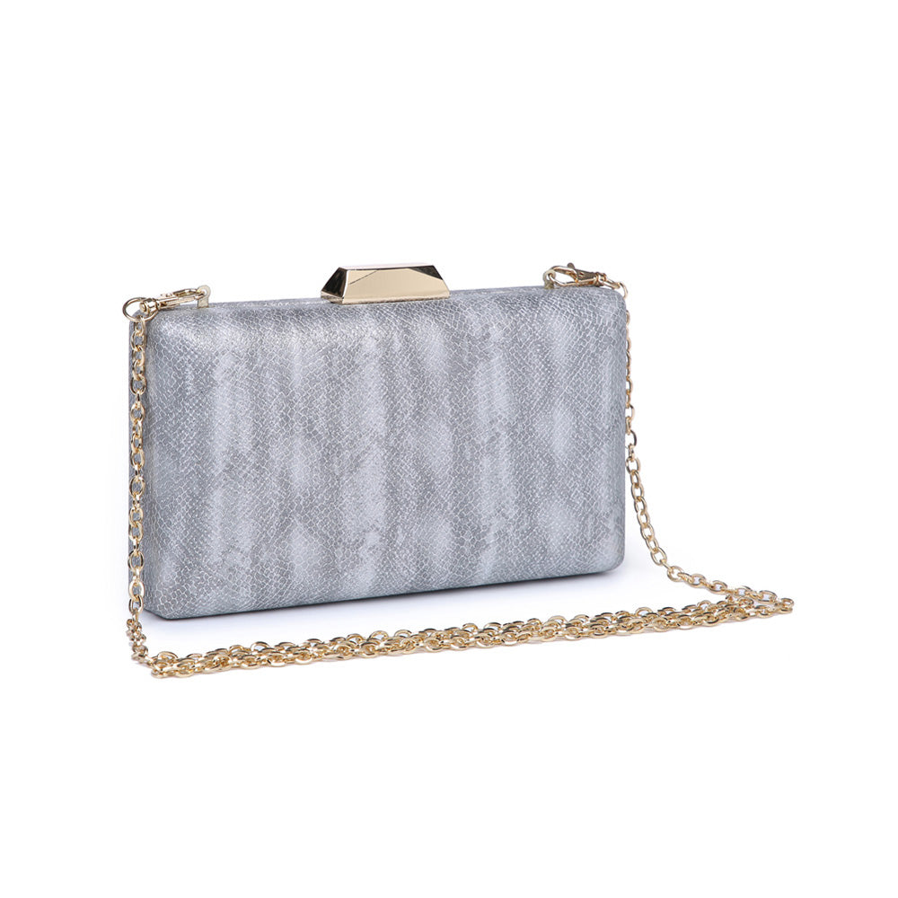 Product Image of Urban Expressions Flora Metallic Snake Evening Bag NA-840611157034 View 2 | Silver