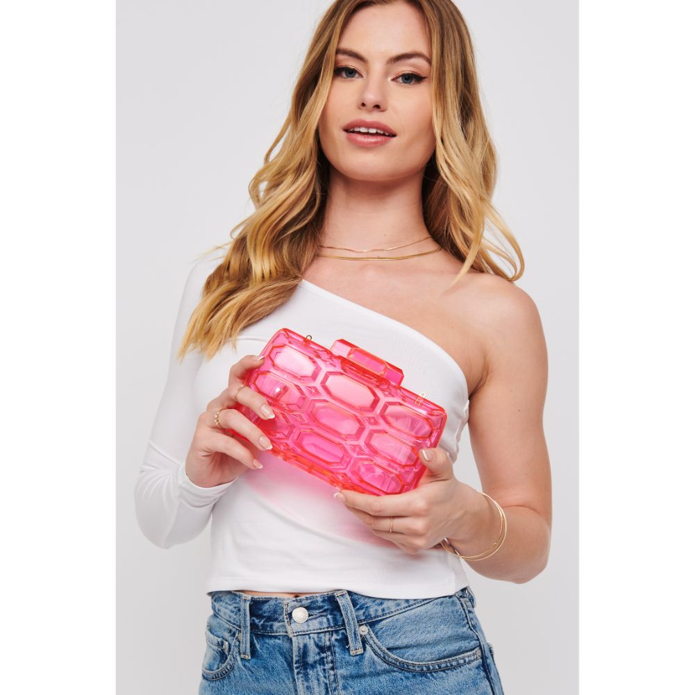 Woman wearing Pink Urban Expressions Rexha Evening Bag 840611171689 View 4 | Pink