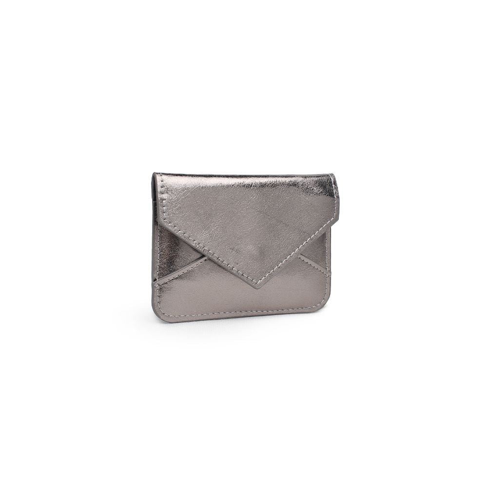 Woman wearing Pewter Urban Expressions Fifi Metallic Card Holder 840611119452 View 6 | Pewter