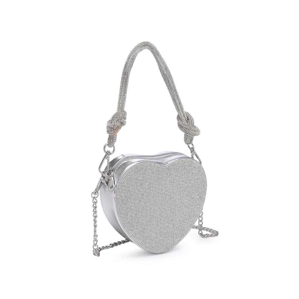 Woman wearing Silver Urban Expressions Corinne Evening Bag 840611191373 View 6 | Silver