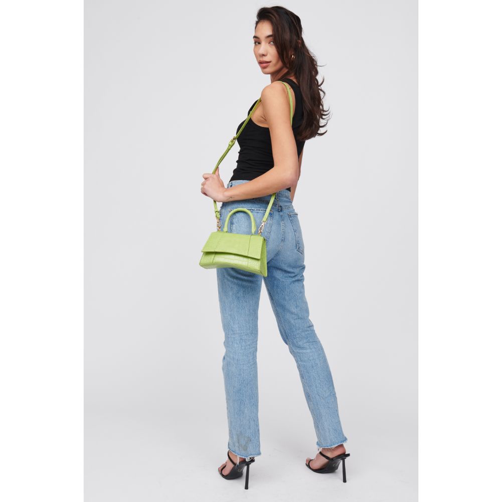 Woman wearing Lime Urban Expressions Lucas - Croco Crossbody 818209018425 View 3 | Lime