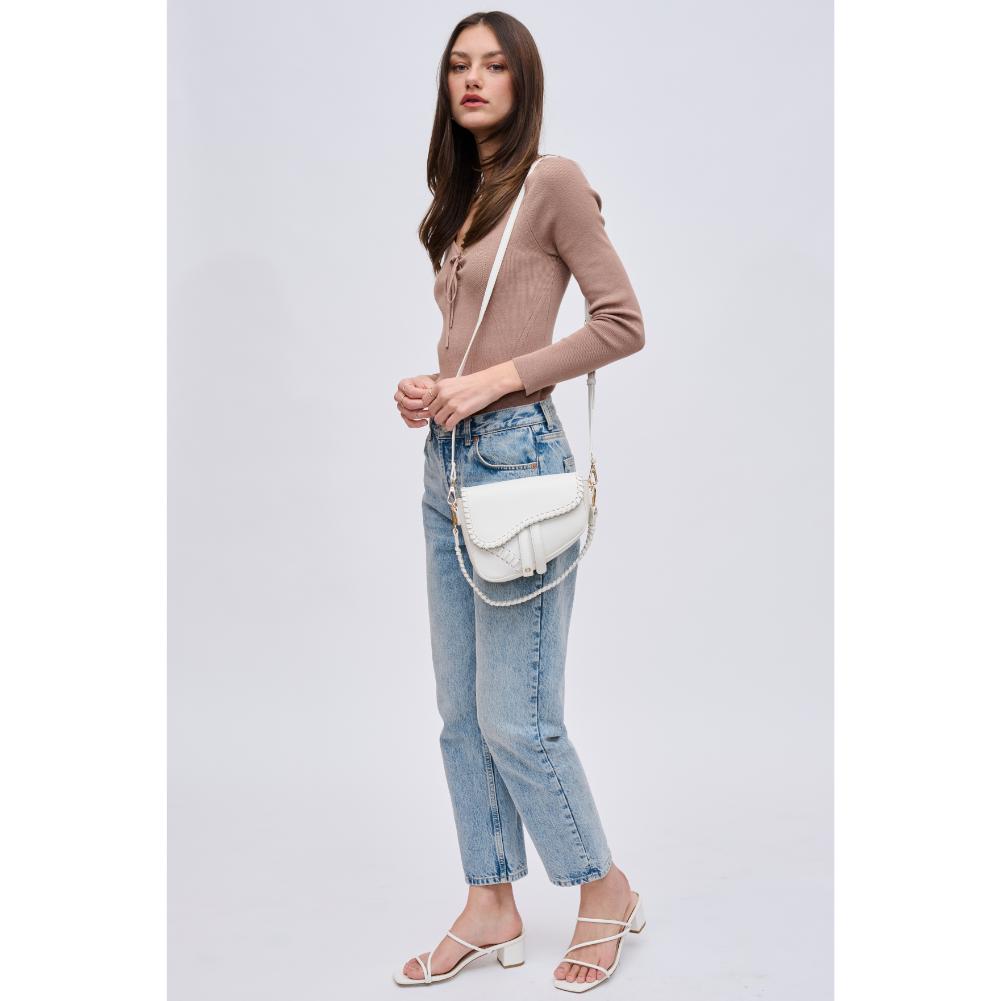 Woman wearing Ivory Urban Expressions Sloane Crossbody 840611121714 View 4 | Ivory