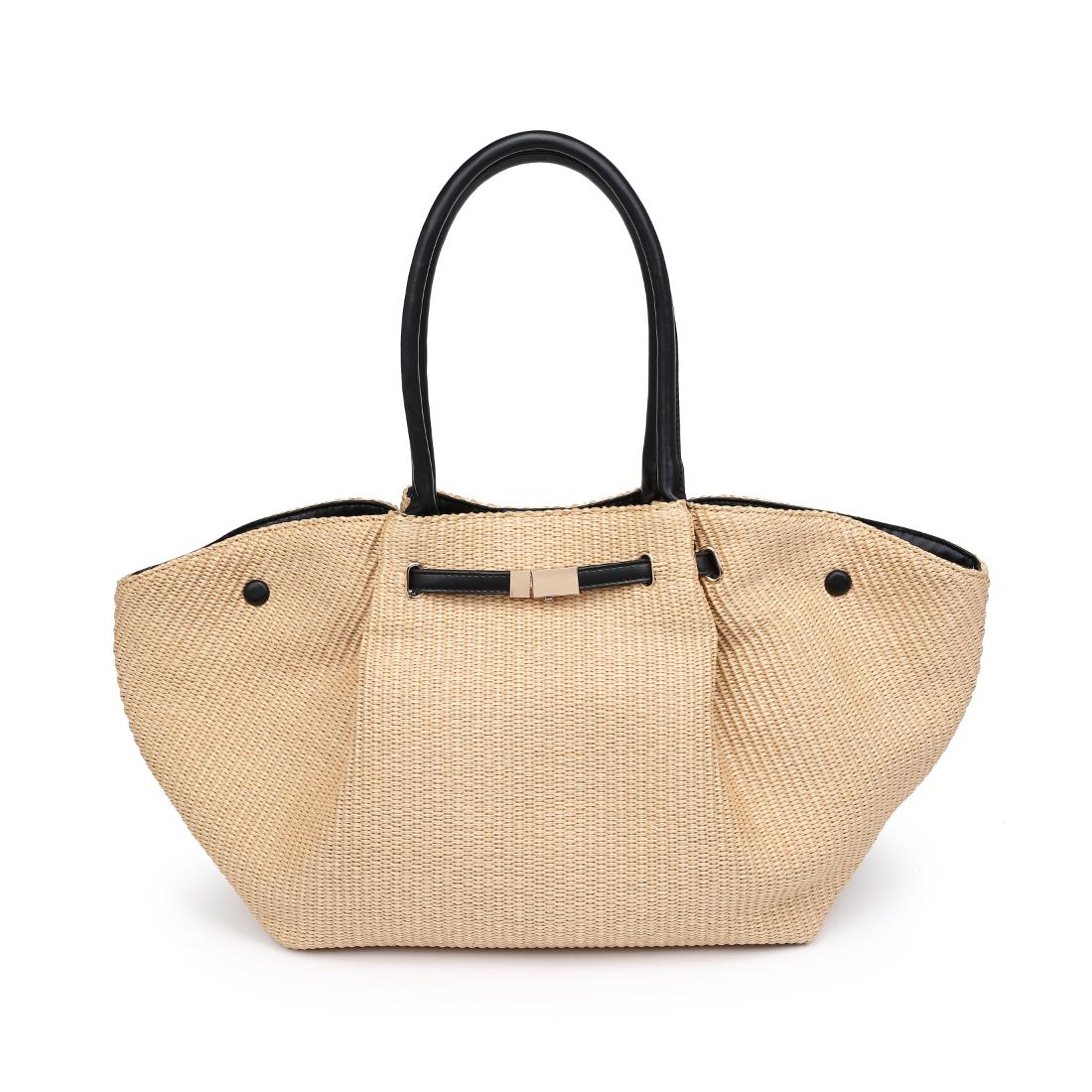 Woman wearing Natural Black Urban Expressions Kaia - Straw Tote 840504205897 View 5 | Natural Black