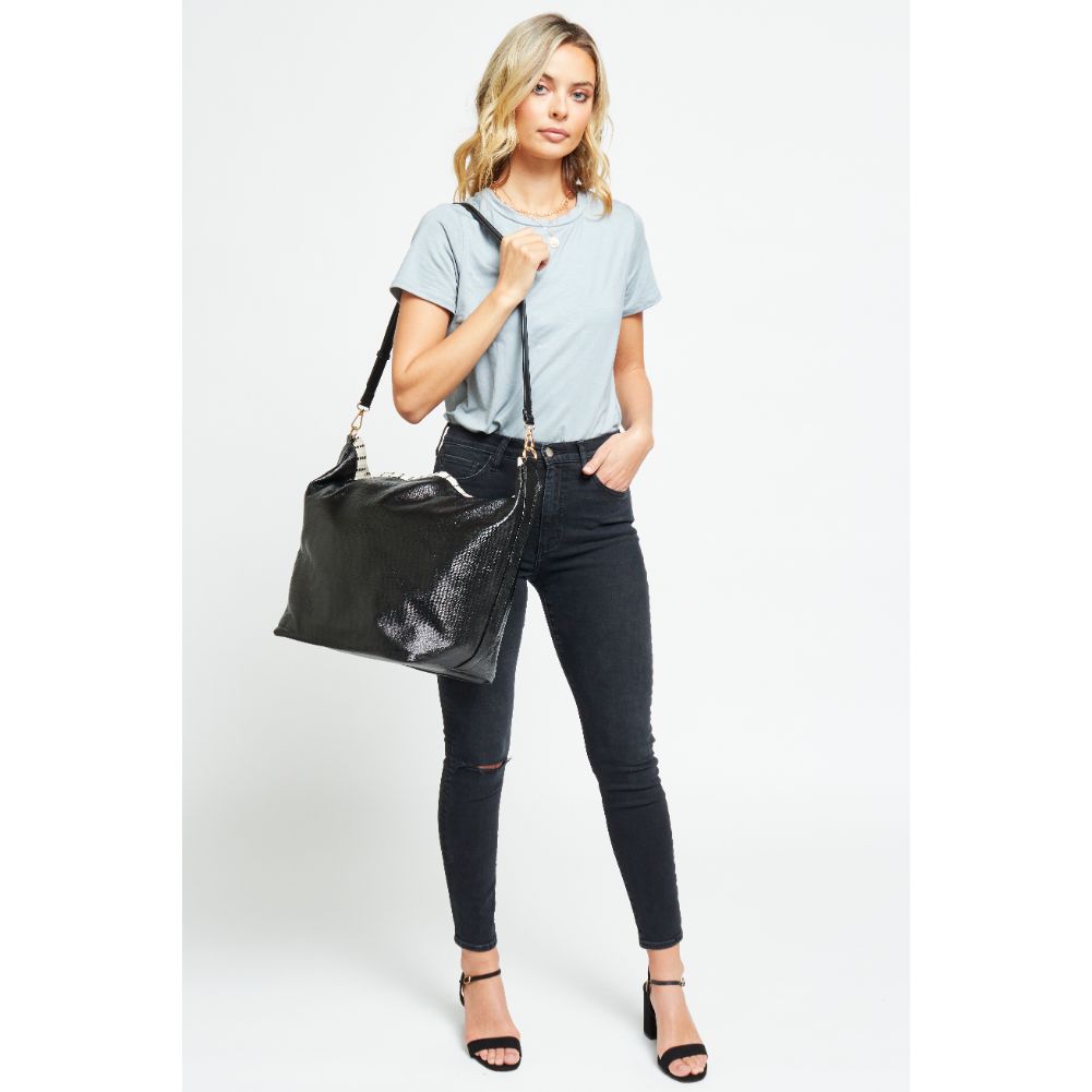 Woman wearing Black Urban Expressions Maeve Tote 840611181404 View 1 | Black