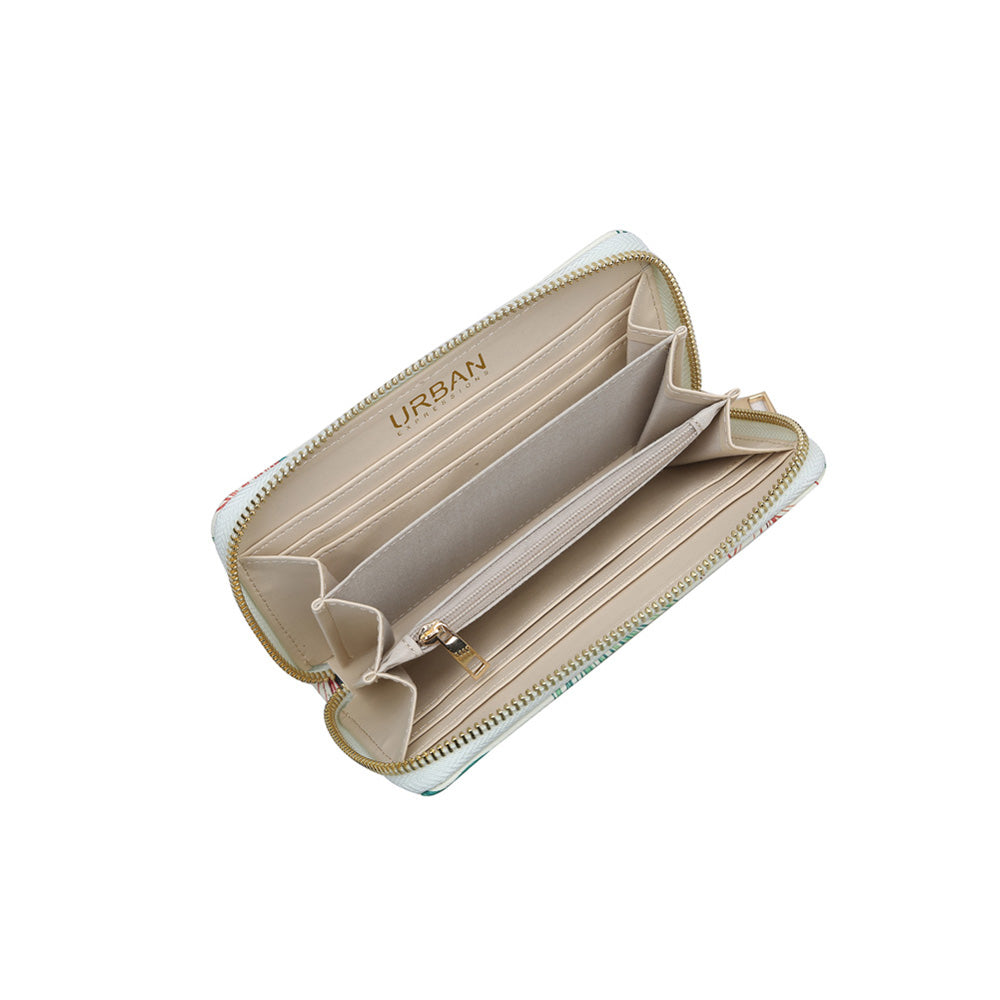 Woman wearing Ivory Multi Urban Expressions Hula Wallet 840611145277 View 9 | Ivory Multi