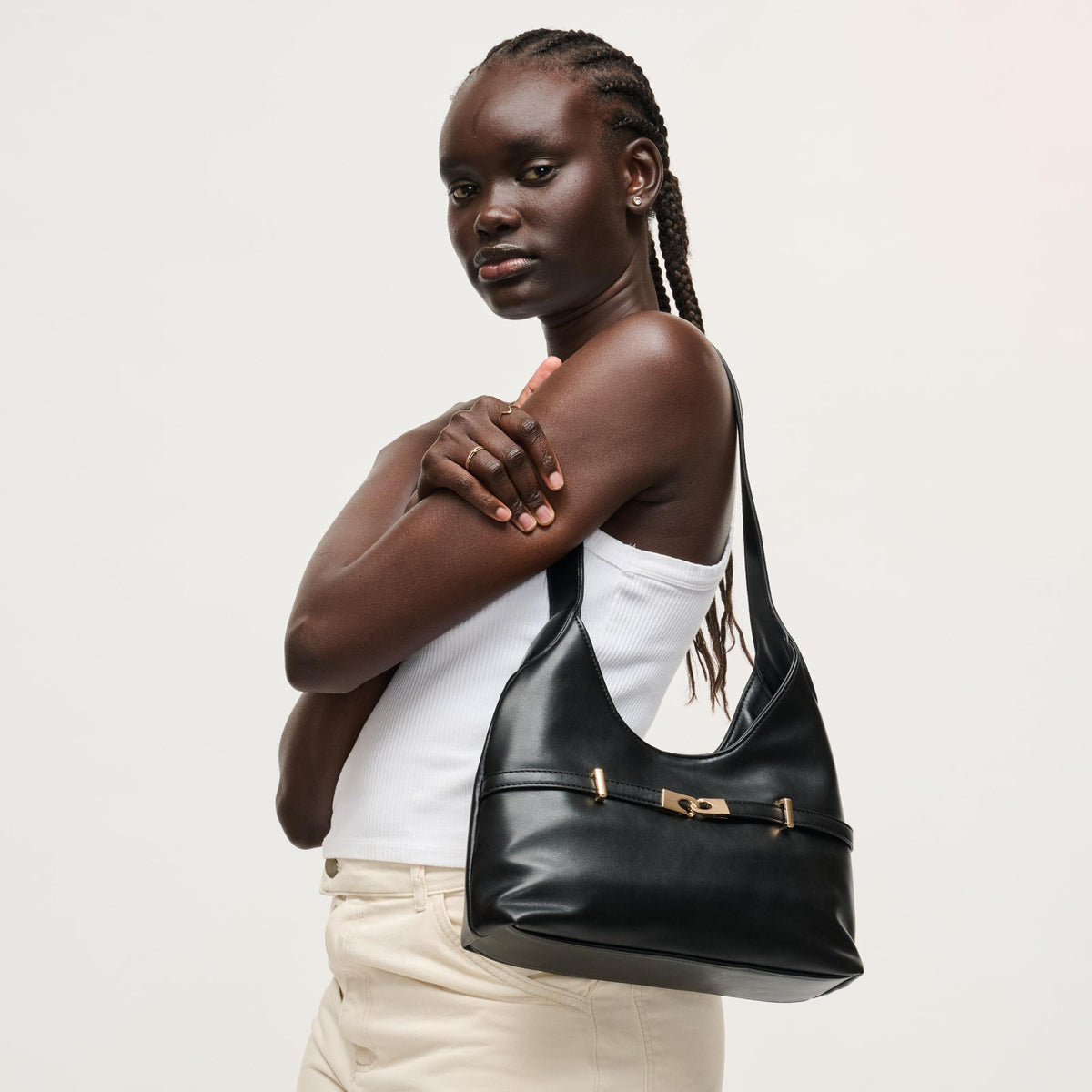 Woman wearing Black Urban Expressions Camila Shoulder Bag 840504205835 View 1 | Black