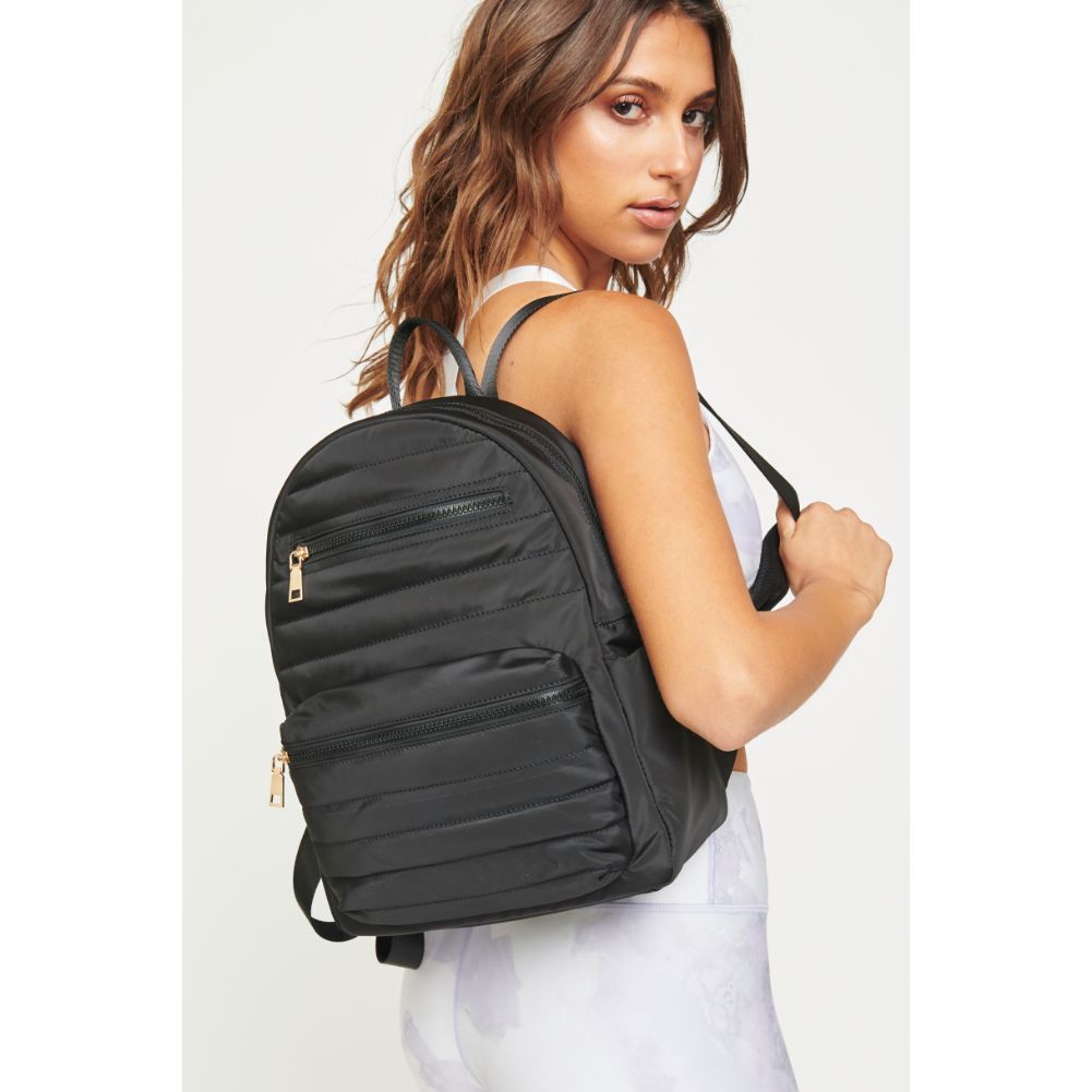 Woman wearing Black Urban Expressions Aiden Backpack 840611180766 View 2 | Black