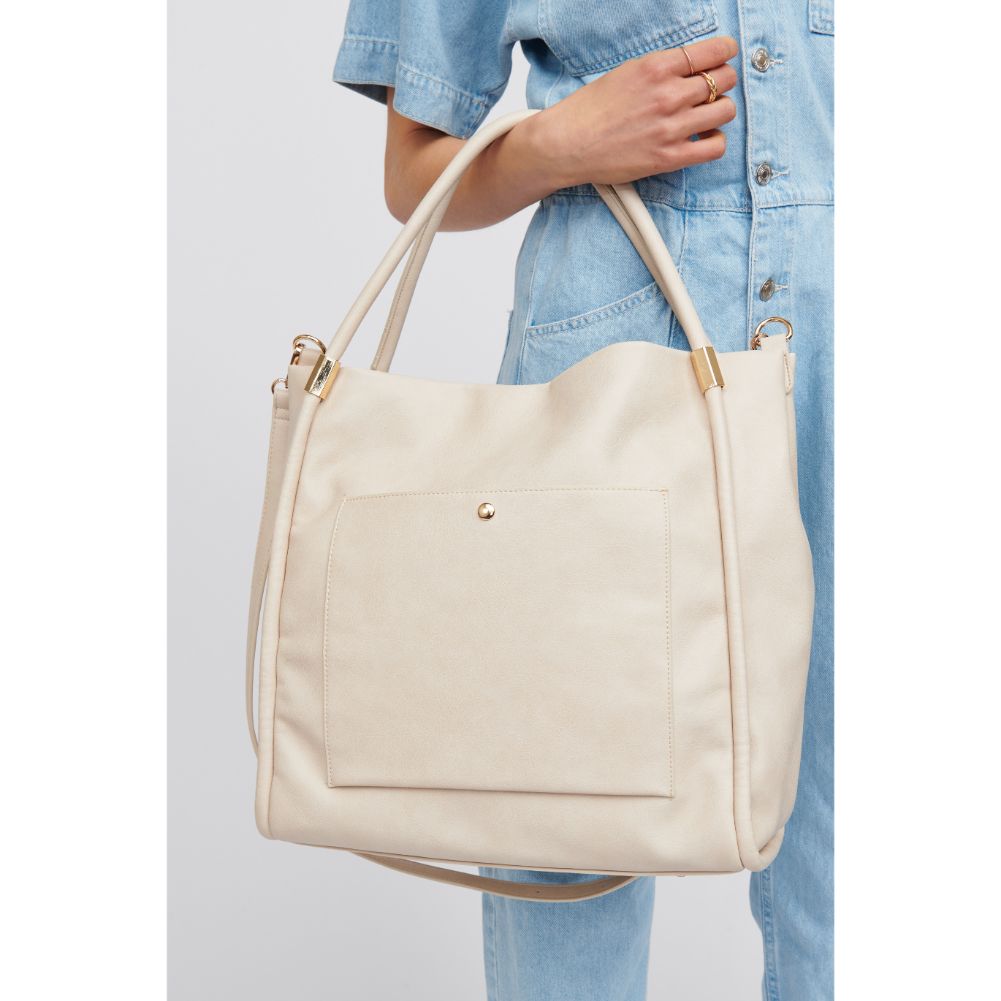 Woman wearing Cream Urban Expressions Deborah Tote 818209016810 View 4 | Cream