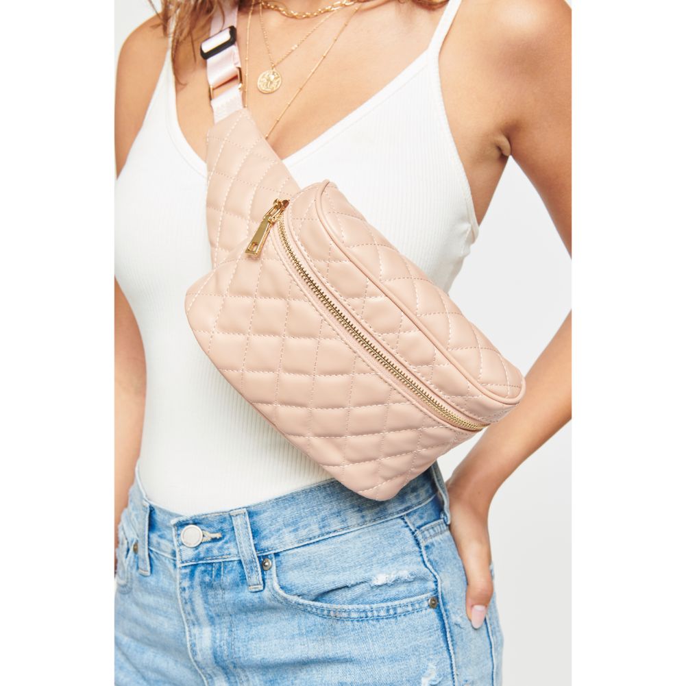 Woman wearing Nude Urban Expressions Hawthorn Belt Bag NA-840611158598 View 1 | Nude
