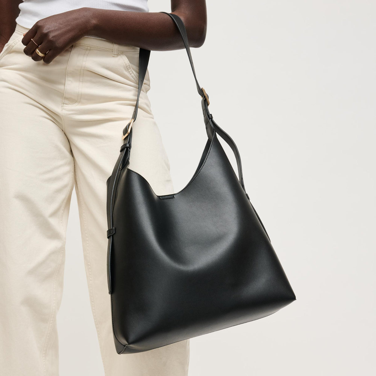 Woman wearing Black Urban Expressions Maria Hobo 840504206252 View 1 | Black