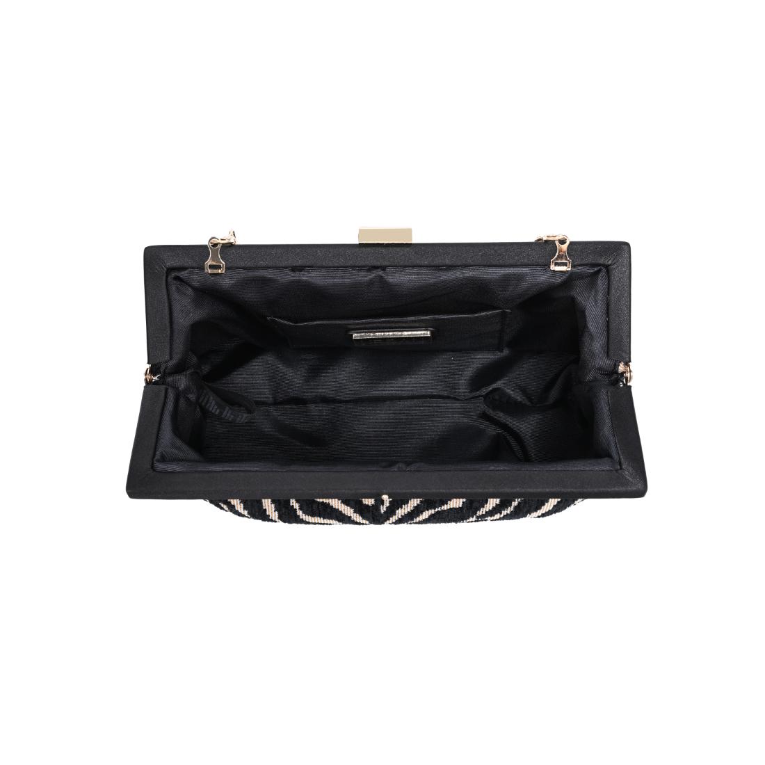 Urban Expressions Samira - Zebra Evening Bag 840504214479 View 4 | Natural Black