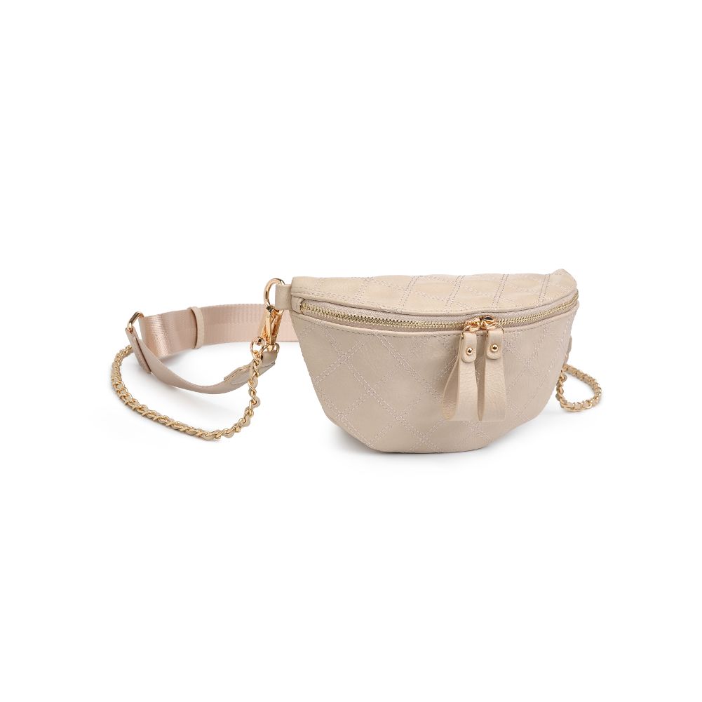 Woman wearing Natural Urban Expressions Lachlan - Quilted Belt Bag 840611113016 View 6 | Natural