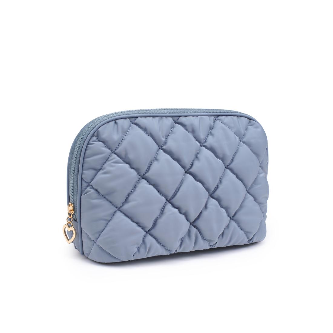 Urban Essentials Cloud Kiss - Quilted Puffer Nylon Cosmetic & Travel Organizer Dome Pouch 840611197115 View 6 | Dusty Blue