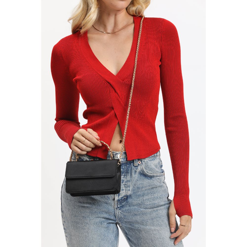 Woman wearing Black Urban Expressions Zuelia Evening Bag 840611109064 View 3 | Black