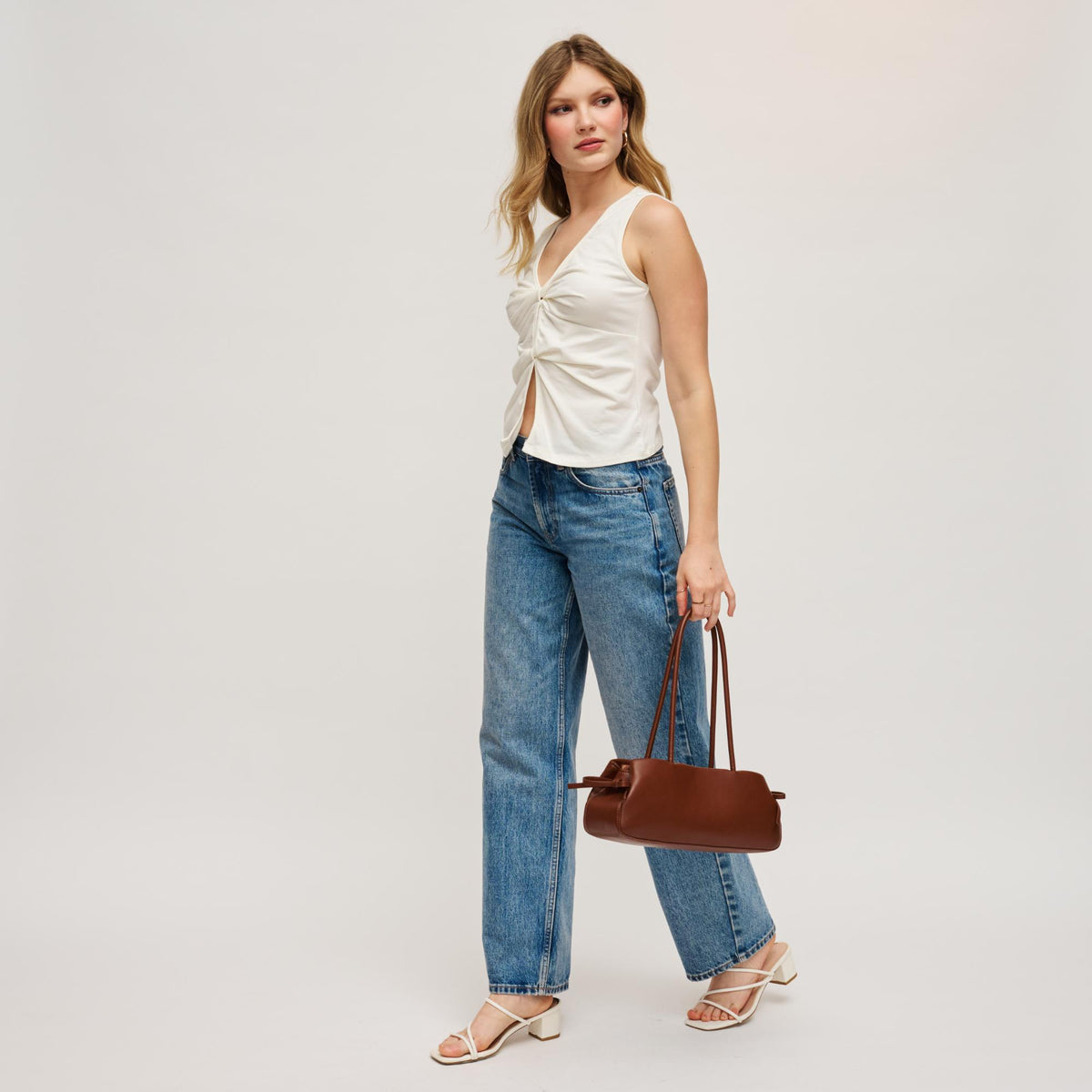 Woman wearing Chocolate Urban Expressions Halo Shoulder Bag 840504207853 View 3 | Chocolate