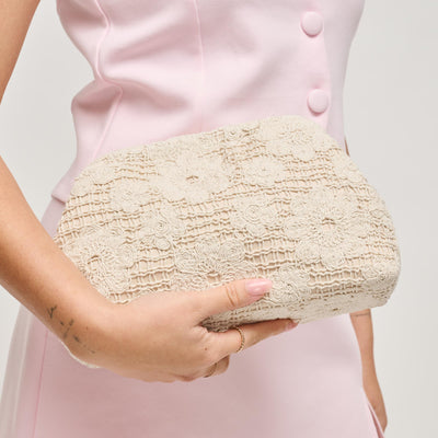 Woman wearing Ivory Urban Expressions Ophelia Clutch 840504204487 View 1 | Ivory