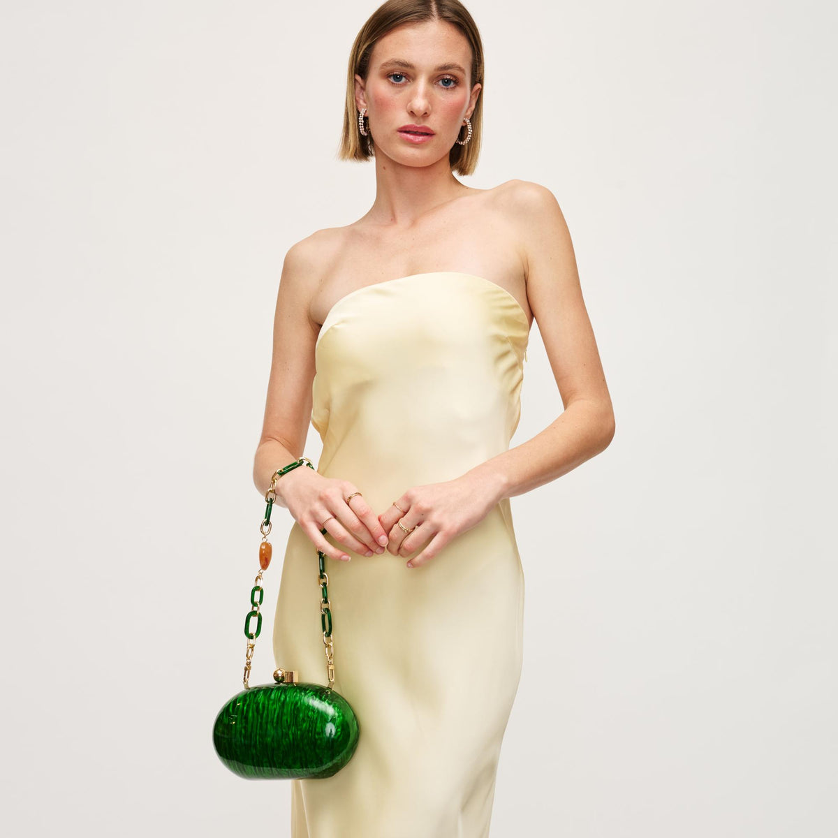 Woman wearing Emerald Urban Expressions Tamberla Evening Bag 840611152718 View 2 | Emerald