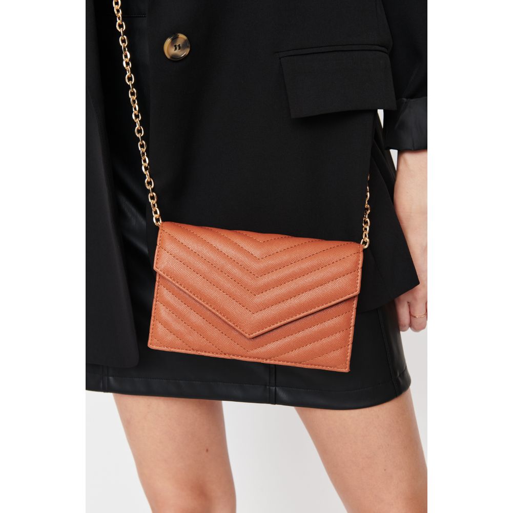 Woman wearing Tan Urban Expressions Muriel Crossbody 840611104625 View 4 | Tan