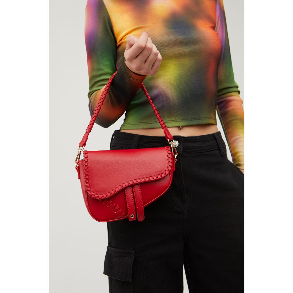 Woman wearing Red Urban Expressions Sloane Crossbody 840611109705 View 1 | Red