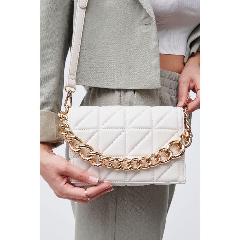 Woman wearing Oatmilk Urban Expressions Alani Crossbody 818209011495 View 2 | Oatmilk