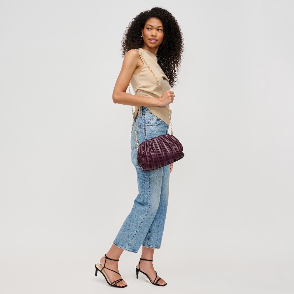 Woman wearing Wine Urban Expressions Philippa Clutch 840611193834 View 4 | Wine