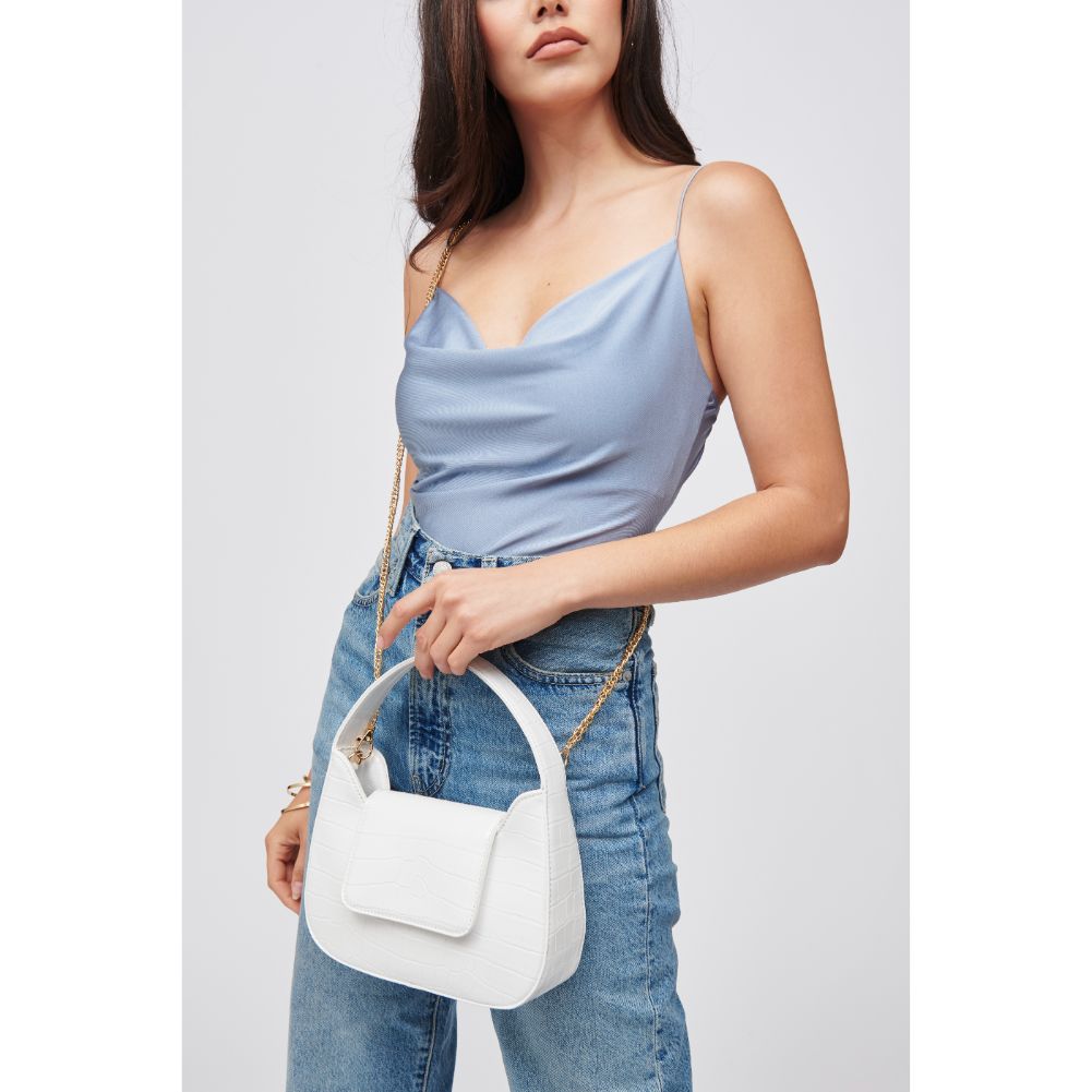 Woman wearing White Urban Expressions Esther Shoulder Bag 840611182463 View 1 | White