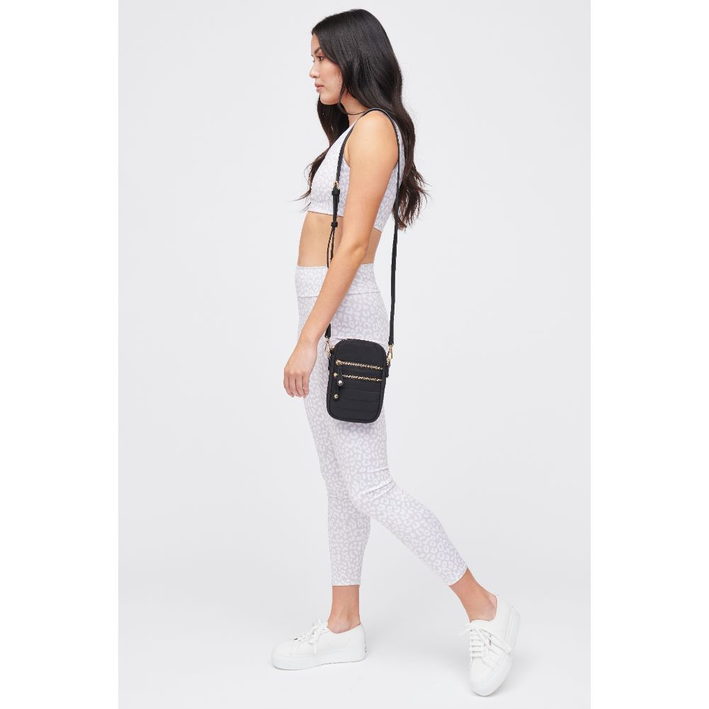 Woman wearing Black Urban Expressions Evelyn Cell Phone Crossbody 840611181978 View 3 | Black