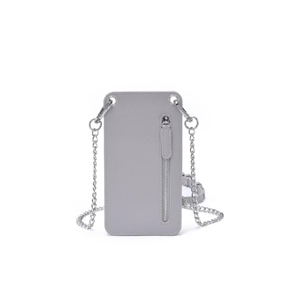 Woman wearing Dove Grey Urban Expressions Claire - Chevron Stitch Cell Phone Crossbody 840611190642 View 7 | Dove Grey