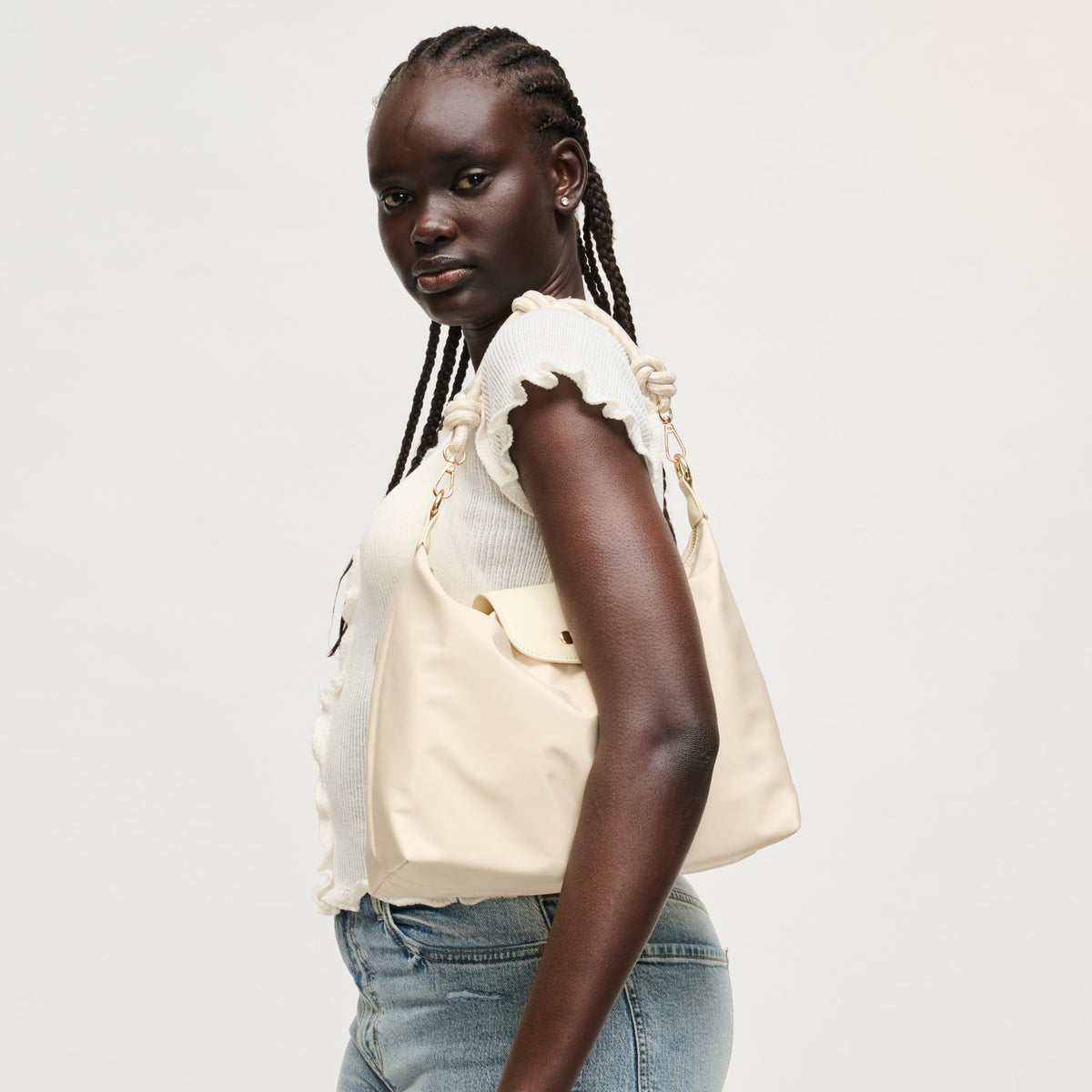 Woman wearing Cream Urban Expressions Nova Hobo 840504206108 View 4 | Cream