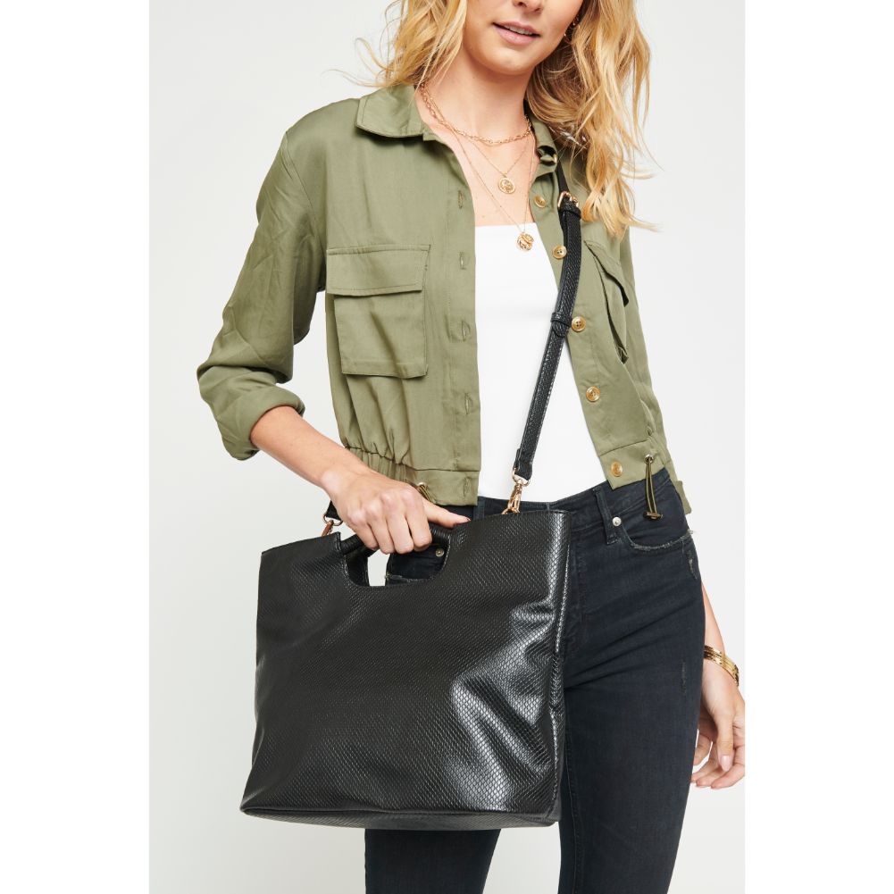 Woman wearing Black Urban Expressions Silas Tote 840611166814 View 3 | Black