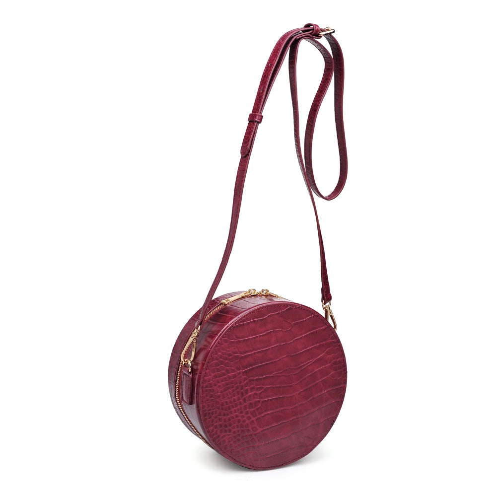 Woman wearing Burgundy Urban Expressions Sawyer Crossbody NA-840611152466 View 6 | Burgundy