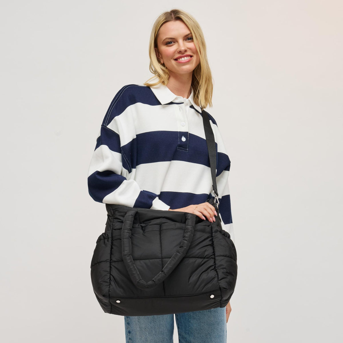 Woman wearing Black Urban Expressions Jetsetter Go Tote 840611198044 View 3 | Black