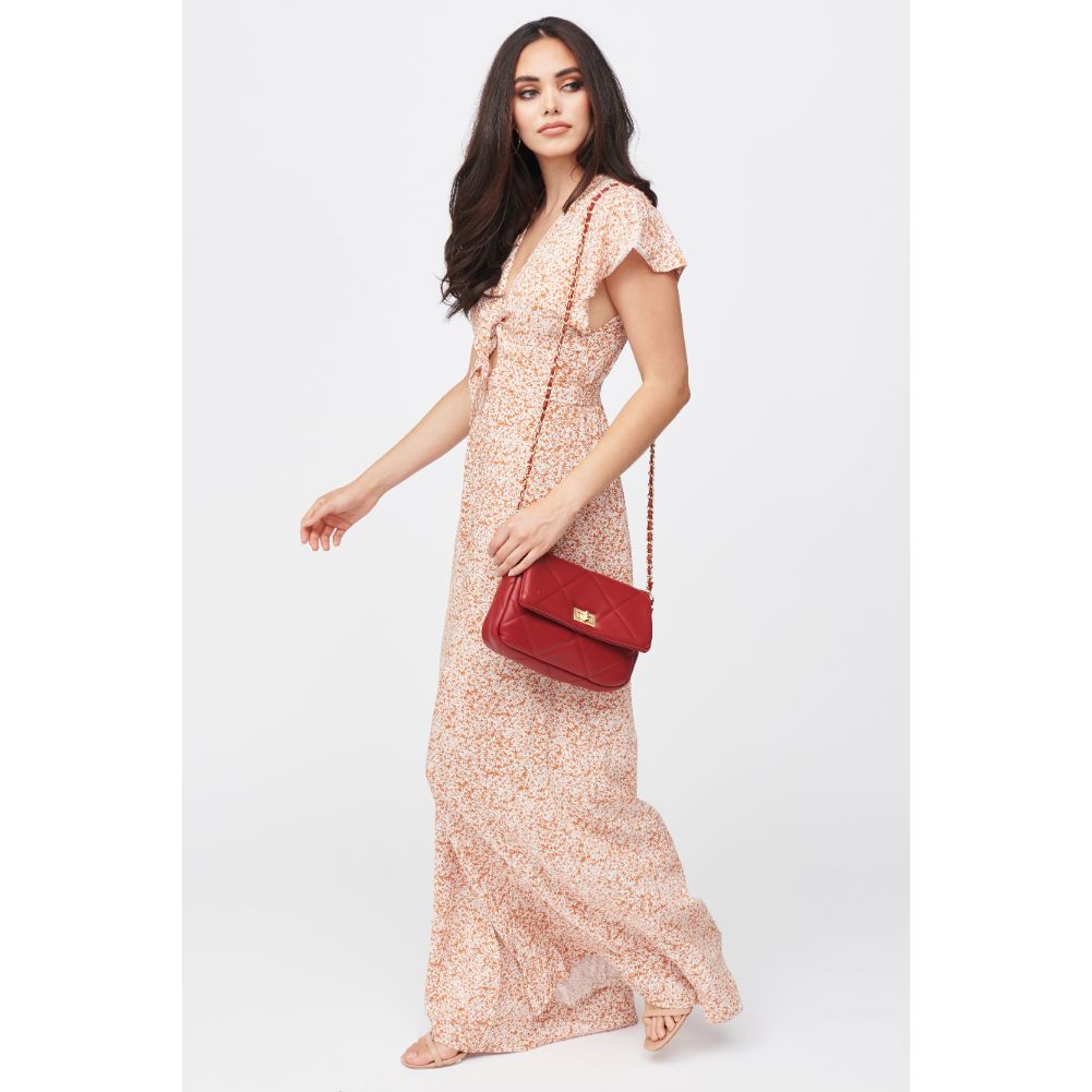 Woman wearing Crimson Urban Expressions Emily Crossbody 840611122162 View 4 | Crimson