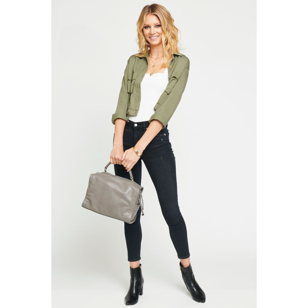 Woman wearing Grey Urban Expressions Madden Satchel 840611153753 View 4 | Grey