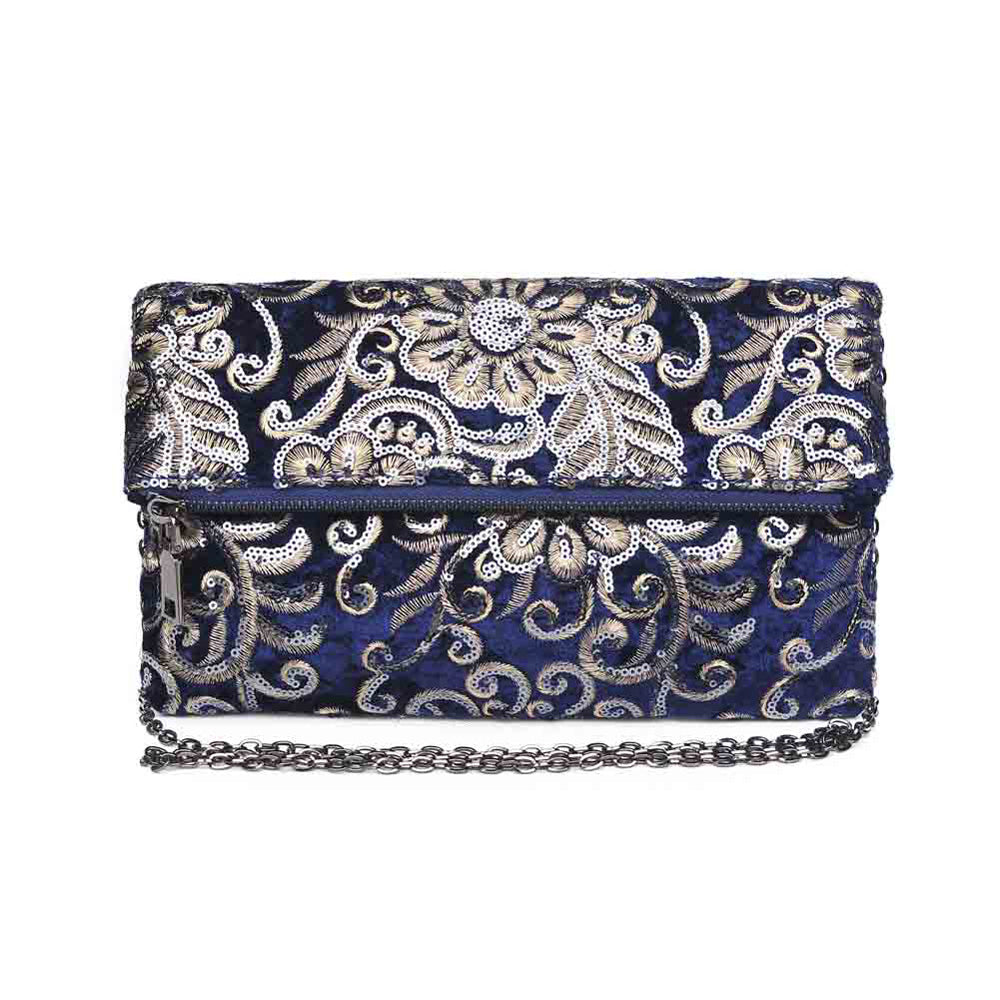 Woman wearing Navy Urban Expressions Rhapsody Clutch 840611139726 View 5 | Navy