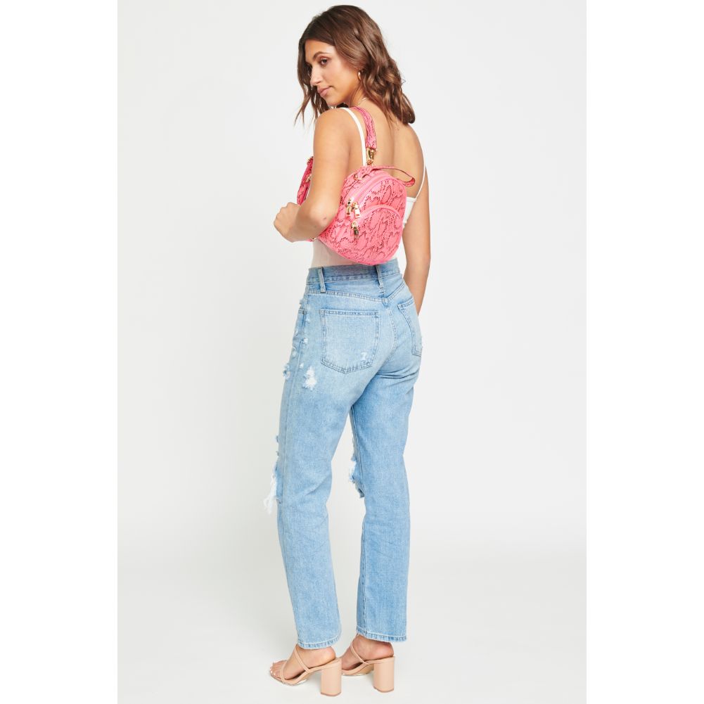 Woman wearing Neon Pink Urban Expressions Nichole Backpack NA-840611162847 View 2 | Neon Pink