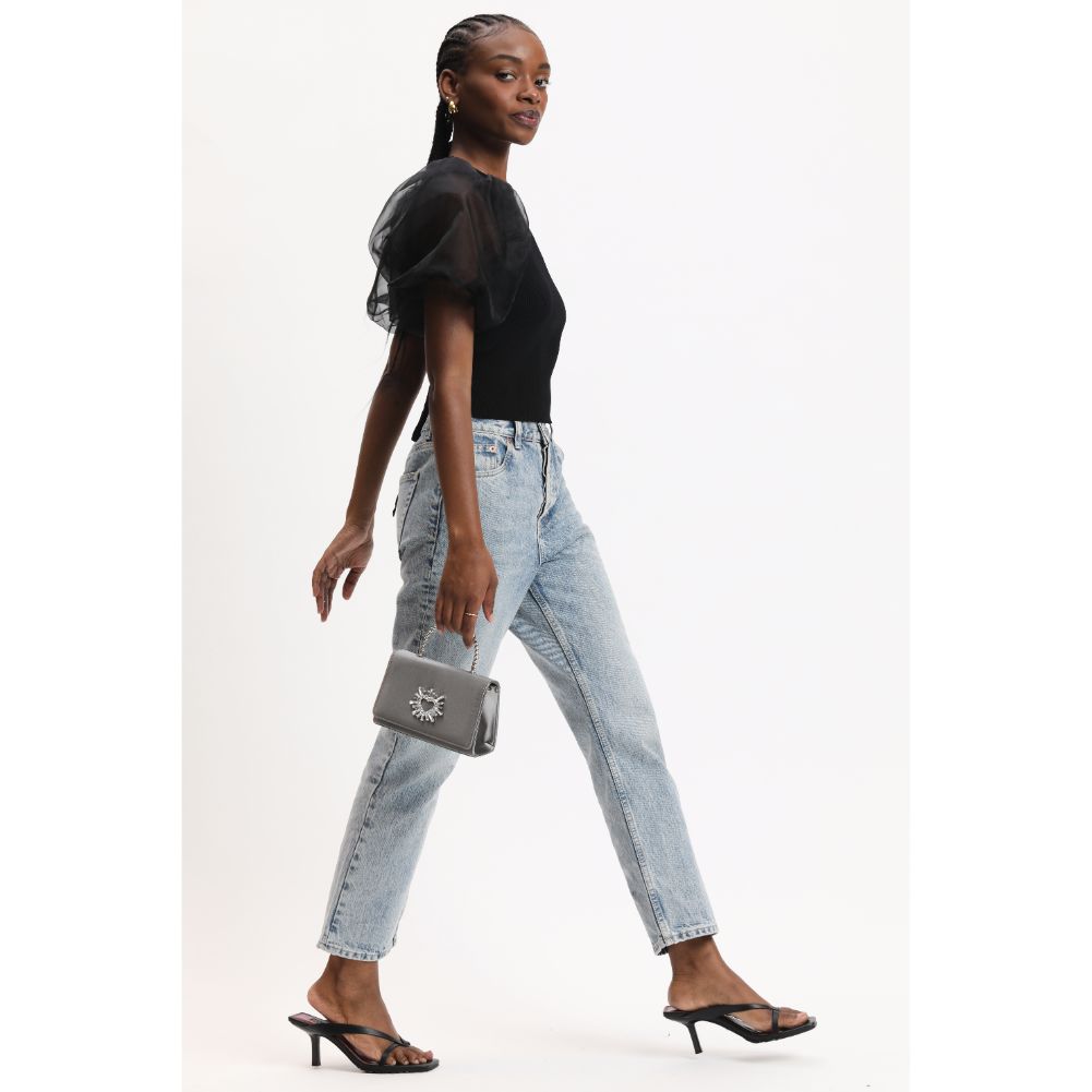 Woman wearing Pewter Urban Expressions Marlene Evening Bag 840611190314 View 2 | Pewter