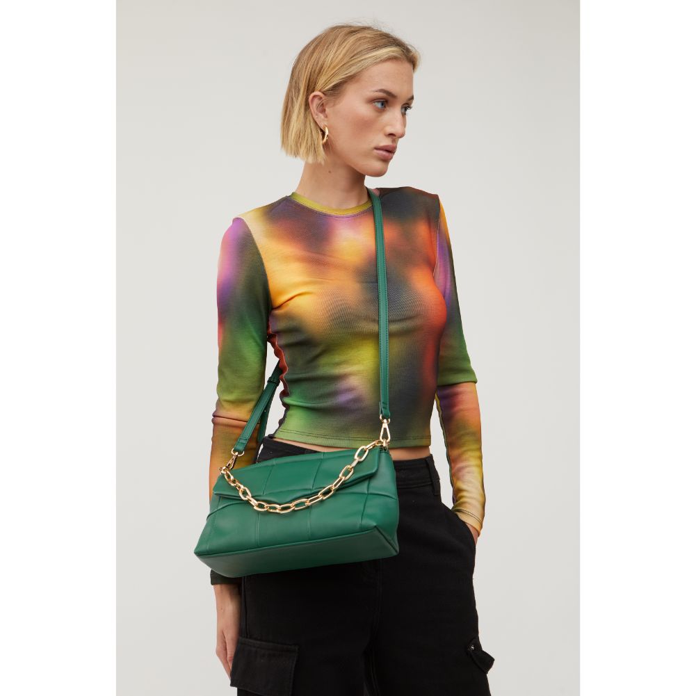 Woman wearing Forest Urban Expressions Claudine Crossbody 840611113689 View 2 | Forest