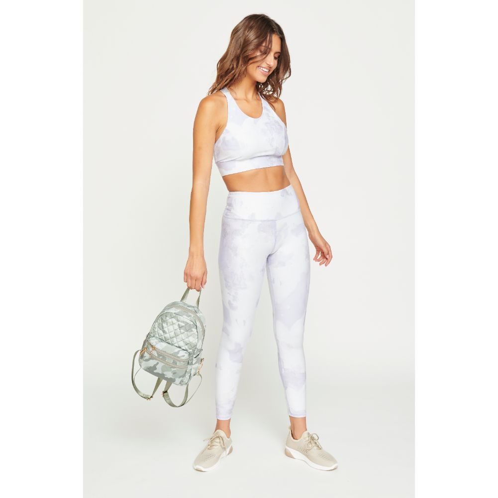 Woman wearing Sage Camo Urban Expressions Brynlee Sling Backpack 840611180476 View 4 | Sage Camo