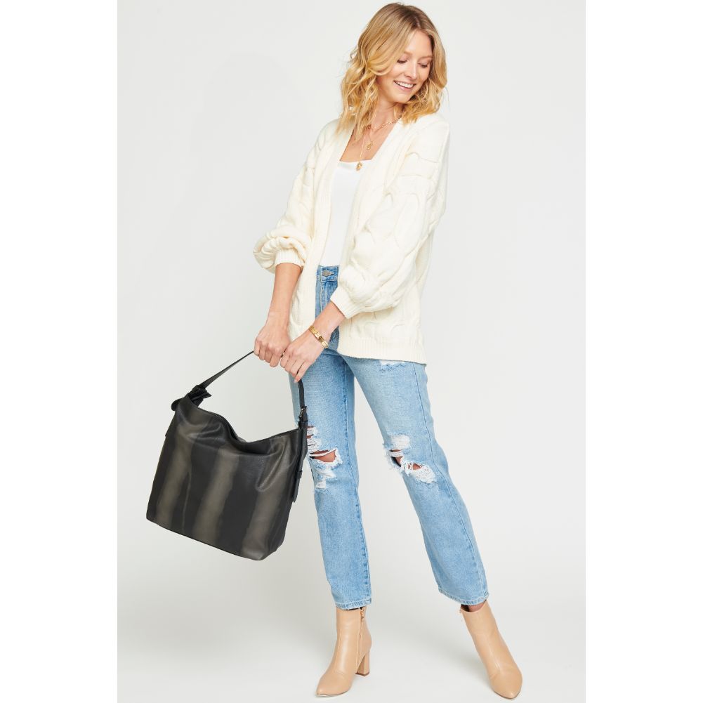 Woman wearing Black Urban Expressions Keene Hobo 840611122483 View 4 | Black