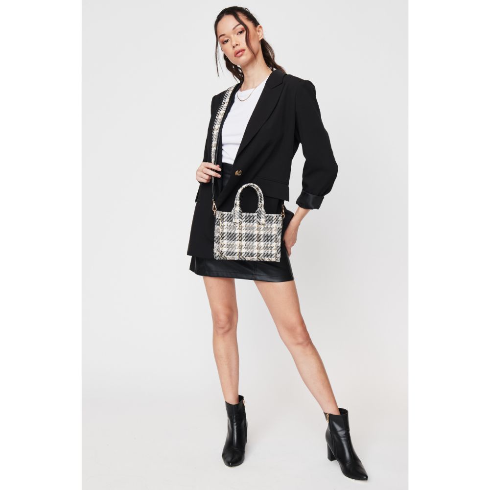 Woman wearing Black Urban Expressions Edina - Plaid Crossbody 840611103079 View 3 | Black
