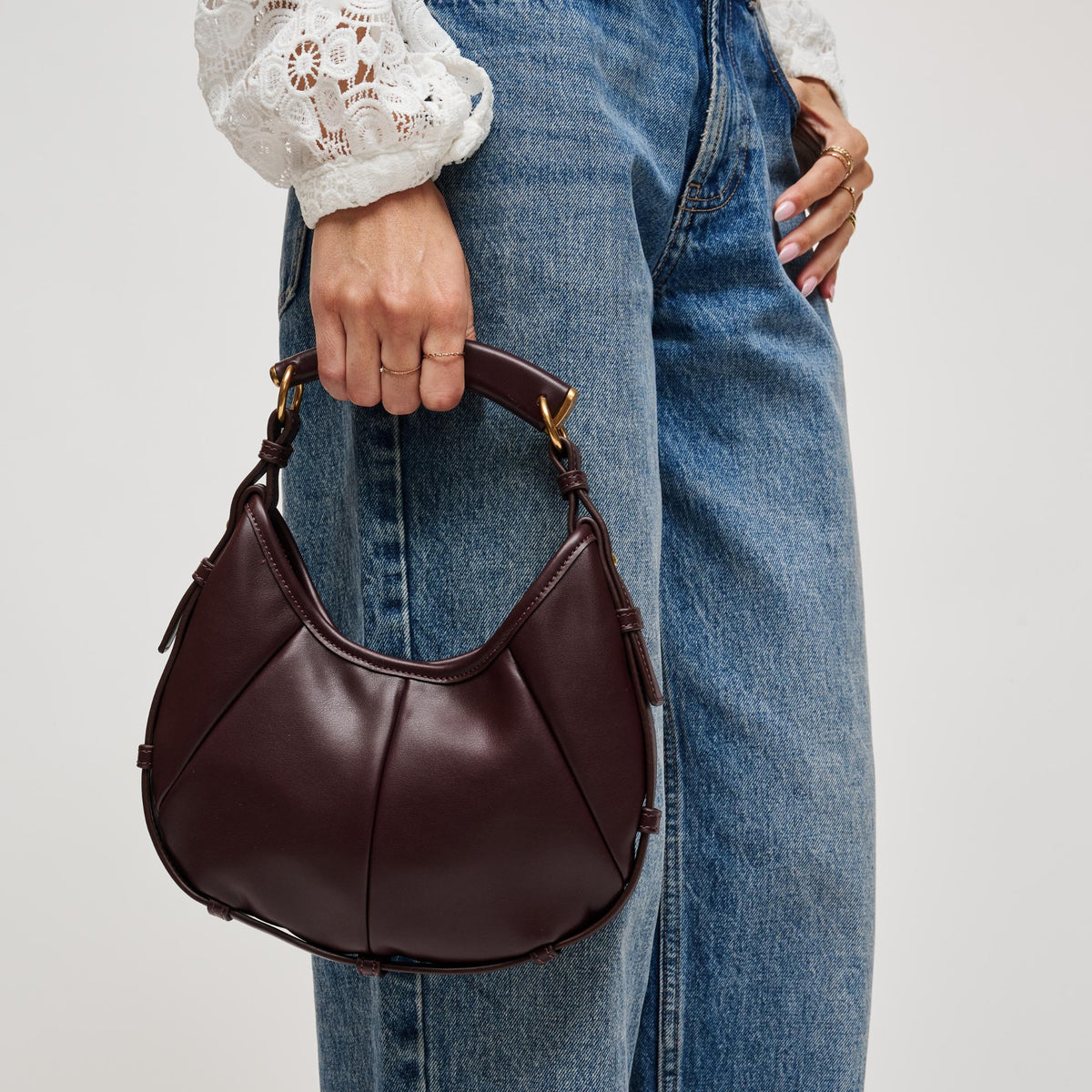 Woman wearing Wine Urban Expressions McCarthy - Small Hobo 840504211997 View 2 | Wine