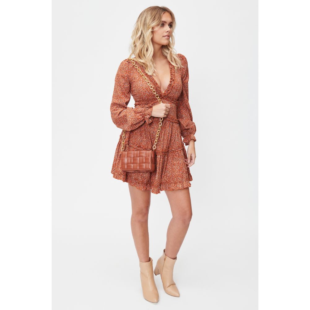 Woman wearing Cognac Urban Expressions Holden Crossbody 840611101211 View 2 | Cognac