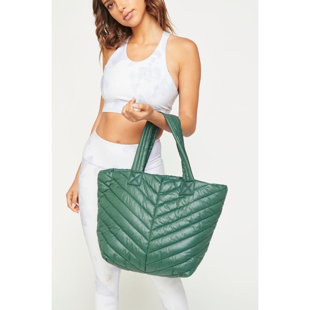 Woman wearing Olive Urban Expressions Kickoff Tote NA-840611162427 View 2 | Olive