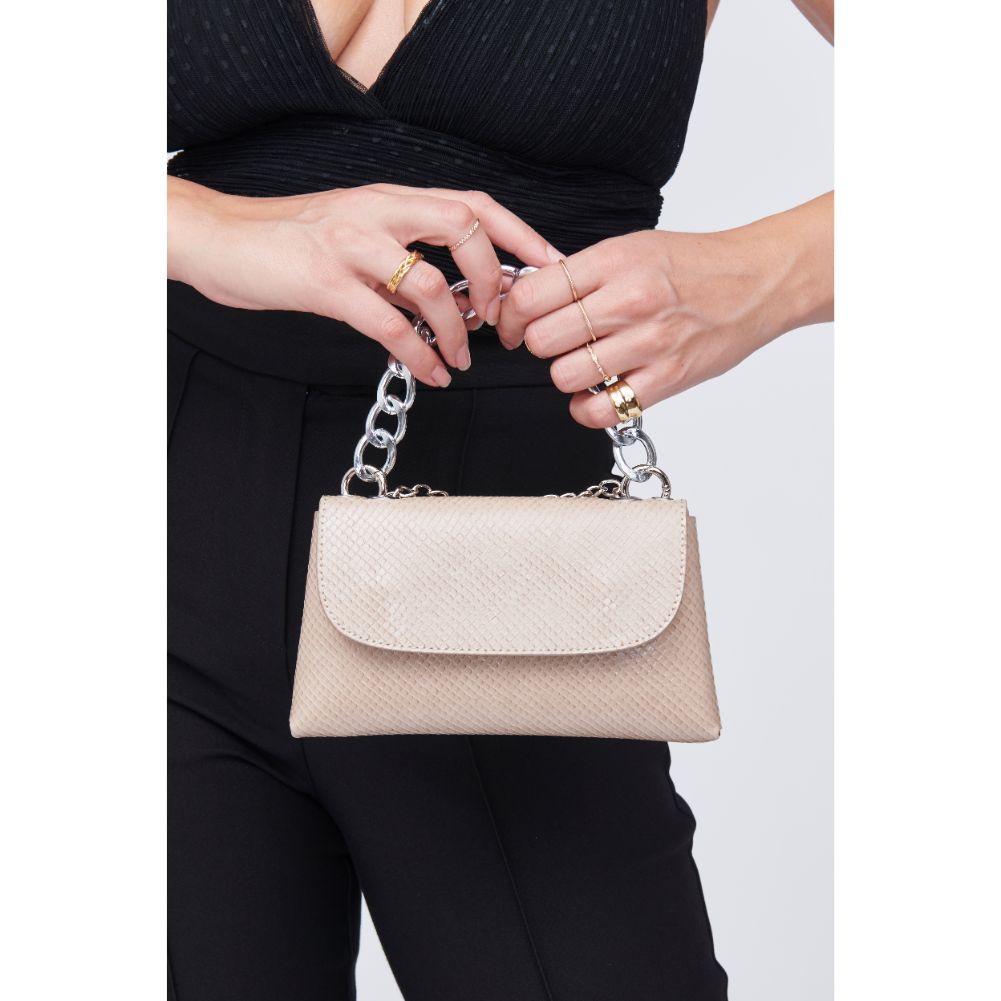 Woman wearing Nude Urban Expressions Teagan Crossbody 818209011600 View 1 | Nude