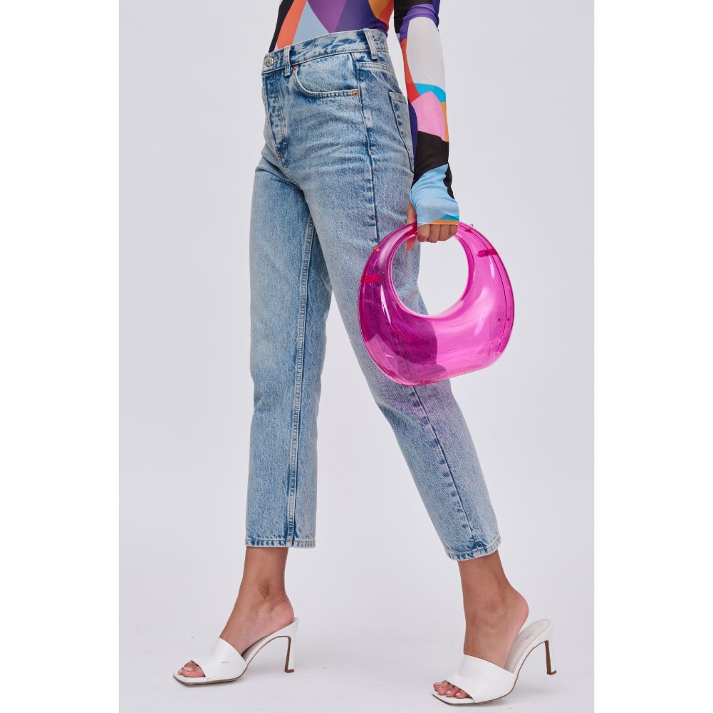 Woman wearing Neon Pink Urban Expressions Bess Evening Bag 840611116963 View 4 | Neon Pink