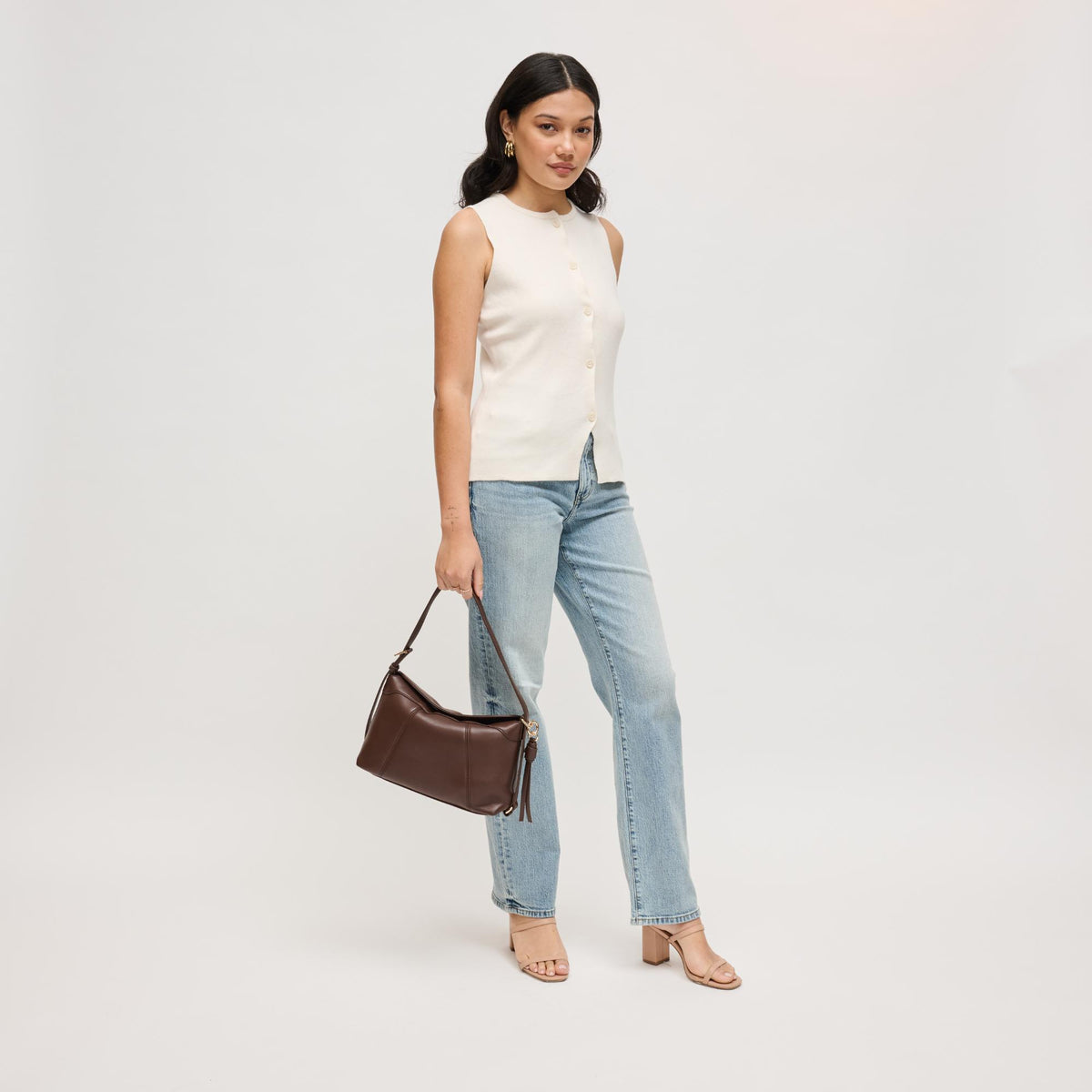 Woman wearing Chocolate Urban Expressions Waylon Shoulder Bag 840504205170 View 4 | Chocolate