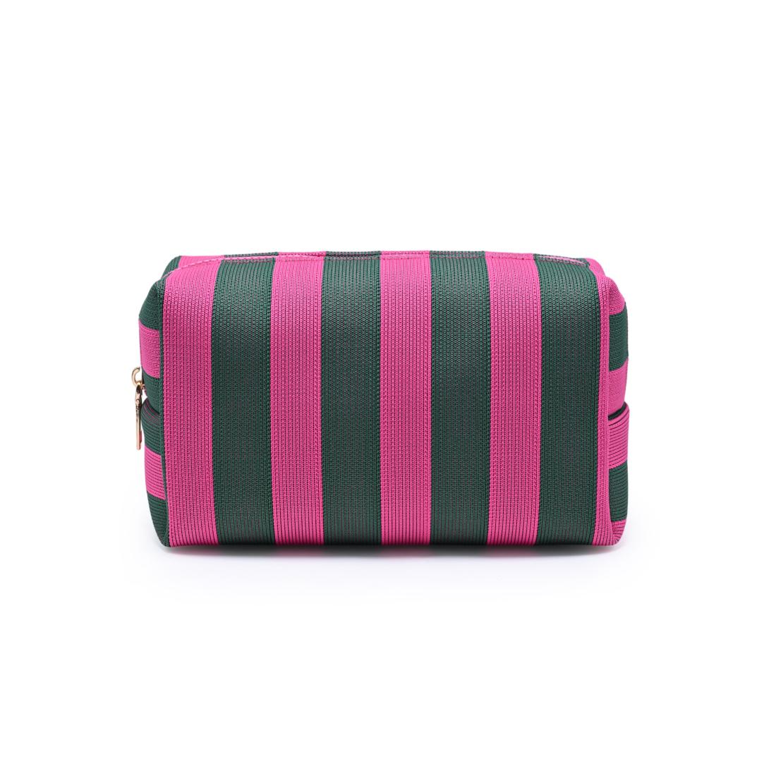 Urban Essentials Essential Stripe Cosmetic & Travel Organizer Pouch 840504215865 View 1 | Fuchsia Emerald